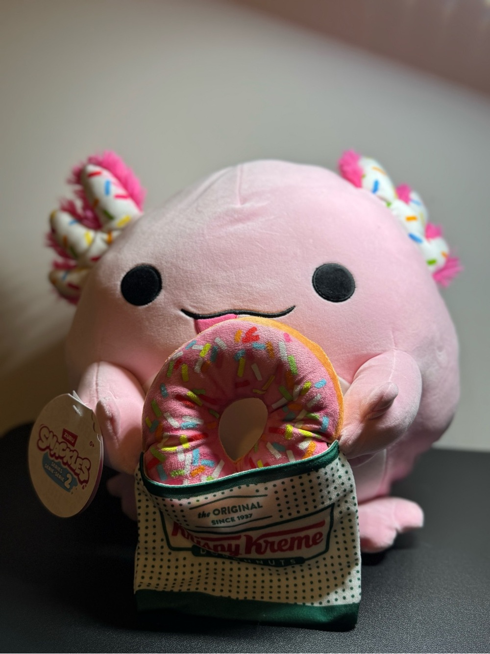 Pink Axolotl Plush with Donut Accessory - Kids Plush Toy